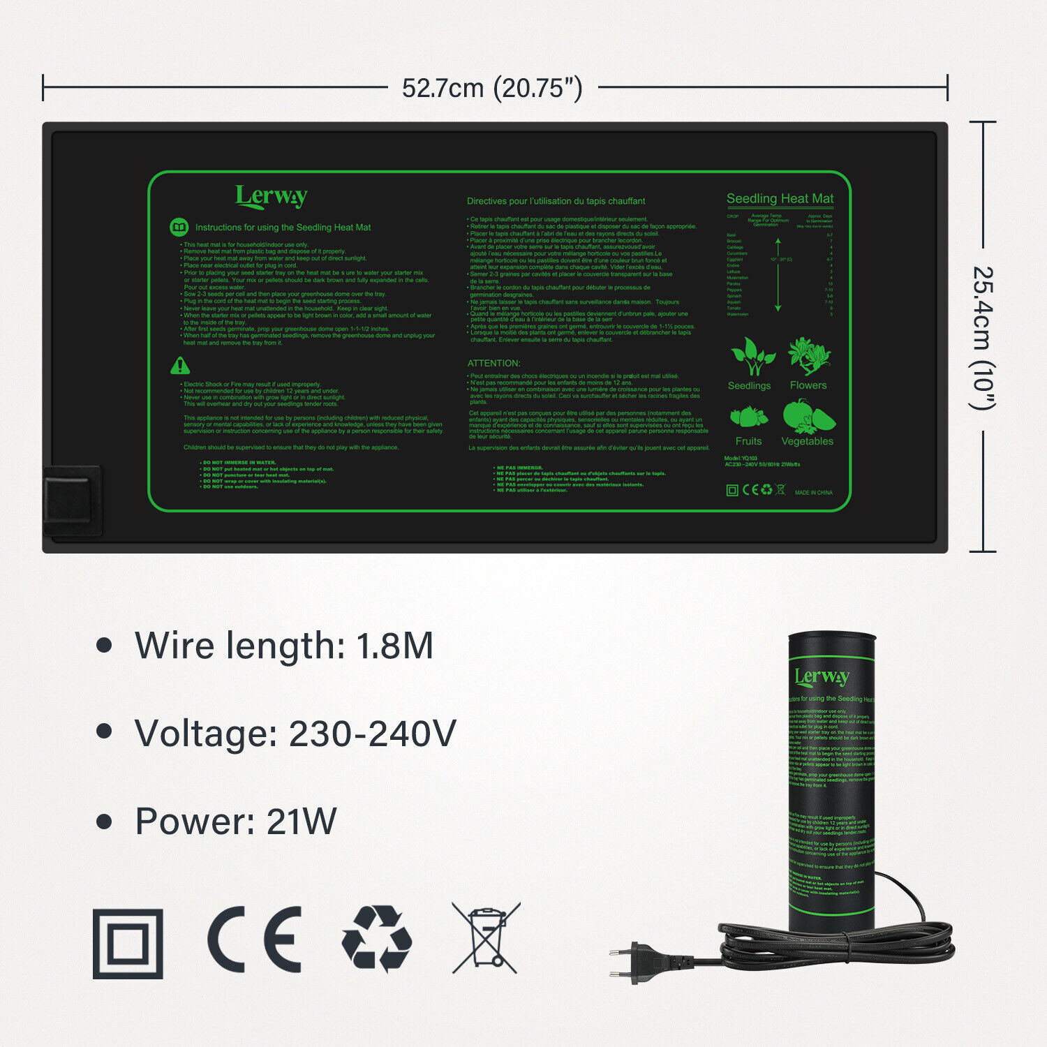 Lerway 21w esteira de aquecime - Seedling Heat Pad avaliação e preço